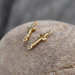 Minimalist cross connector 24K Gold Plated 14 x 5 mm