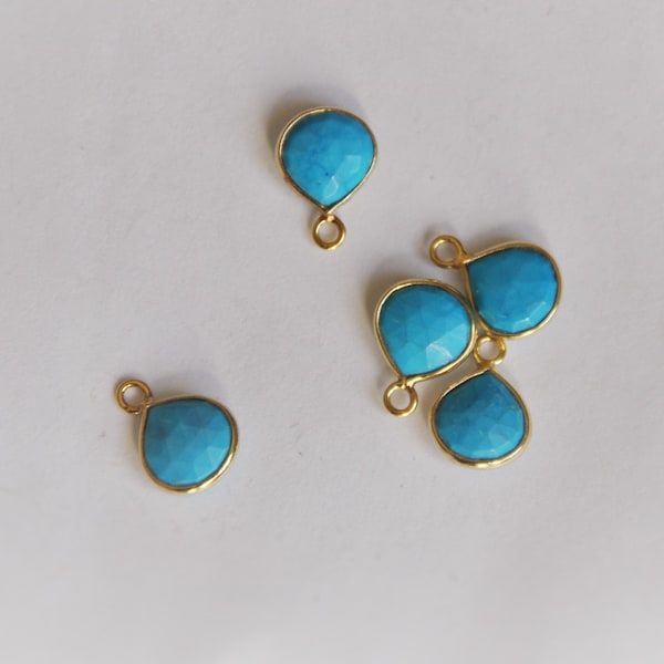 Turquoise drop shape pendant real 22 k gold plated