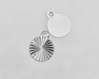 Pendentif ciselé 8 mm pampille charm médaillon plaqué argent