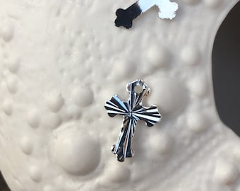 Croix minimaliste taillée Argent 925 - 13 x 9 mm