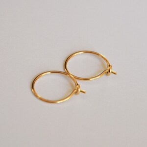 CRÉOLES PLAQUE OR 12 mm 1 micron, anneaux dorés, paire boucles doreilles or image 2