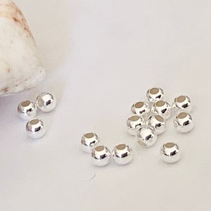 4 mm sterling silver bead, Pack of 10 Smooth beads 4mm hole 1.5mm solid silver 925/1000