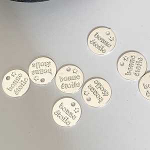 Medaillon, 9mm versilberter Anhänger, &quot;Glücksstern&quot; 10 Mikron versilbert