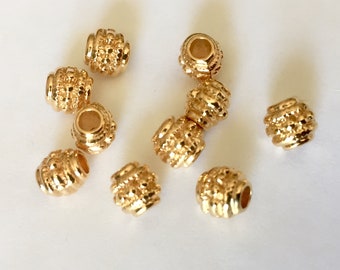 Cuenta espaciadora de bolas de 7x6 mm chapada en oro de 22 quilates