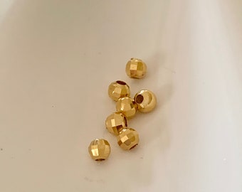 22K Lot de Perles Facettes, 3 mm plaqué or 3 microns, 100% français