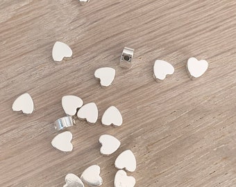 2 Tibetan silver heart beads 5mm, small spacer heart beads jewelry creations 5mm