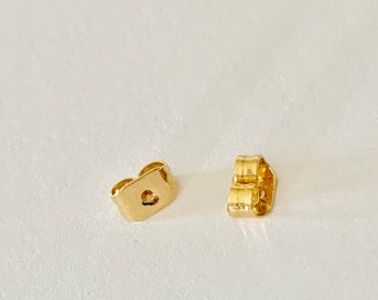 Pair of 5x3mm ear stud tips, pair of gold-plated butterfly push studs