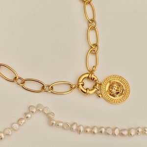 Gold Panther pendant, 19mm panther feline medal in 24K gold plated