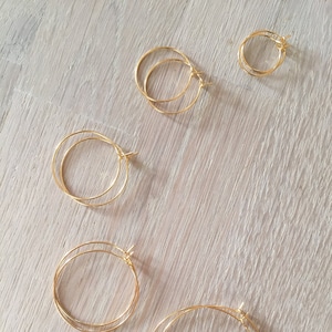15 mm フープイヤリング 24K ゴールドメッキ 1ミクロンフープ、ゴールドリング、イヤリングペア