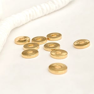 Fine Interlayer Pearl 6x1mm, Golden Heishi Washer, 24K Gold Plated Central Hole French Plating