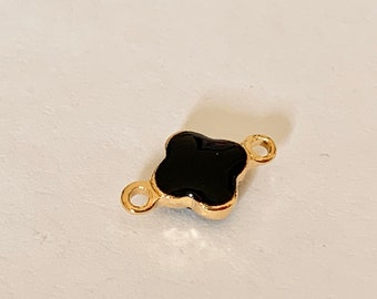 Connecteur Trèfle plaqué or Epoxy noir 6 mm