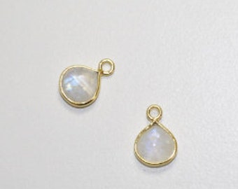 Small drop-shaped pendant real 24k gold-plated moonstone