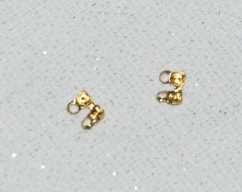 Lot de 2 Embouts de chaîne billes, ou billes facettée 0,8 mm plaqué or