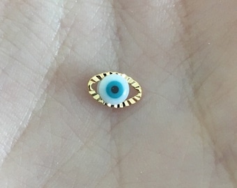 8mm Double-sided 0.5 micron ribbed gold plated eye