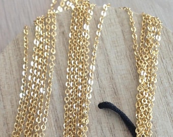 22K Ultra Shiny 2mm Curb Chain 22K Gold Plated High Quality