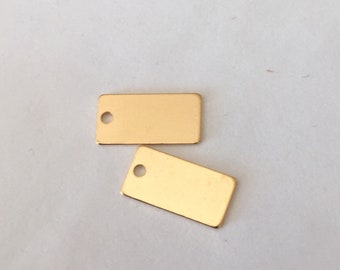 1 Rectangle 1 trou 10 x 5 mm plaqué or dorée à l'or fin 22 carats, apprêt basic plaqué or 22 K