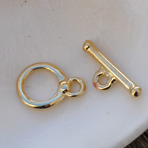 Clasp "T", clasp T 11 mm gold plated 22 K plating 3 microns, Clasp toggle