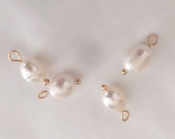 1 Pampille perle d’eau douce 8/9mm blanche et plaqué or