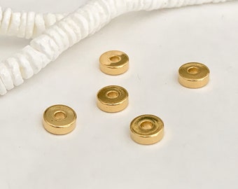 Spacer bead 6x2mm in 24K gold plated central hole French plating