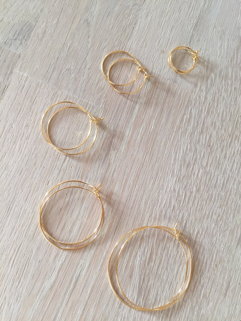 GOLD PLATED HOOP HOOPS 30 mm 0.5 microns image 5