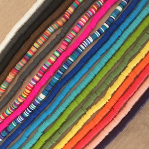 Heishi beads 6x1mm flat round heishi 100 beads, Katsuki, beads, washers, spacer, DIY surfer and shell necklace, polymer,