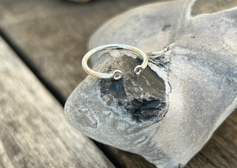 Support de bague 2 anneaux, anneau fil en argent massif 925, Ajustable, image 2