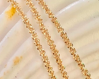 Cadena de escamas de diamante de 1,2 mm en vermeil chapado en oro de 24 quilates, en plata genuina 925, pieza de cadena de 1,2 mm en plata pura 925/1000