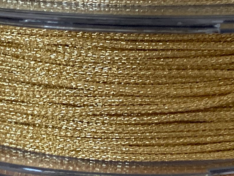 2 mètres cordon 1mm polyester métallisé, fil polyester 1 mm bracelet Or foncé