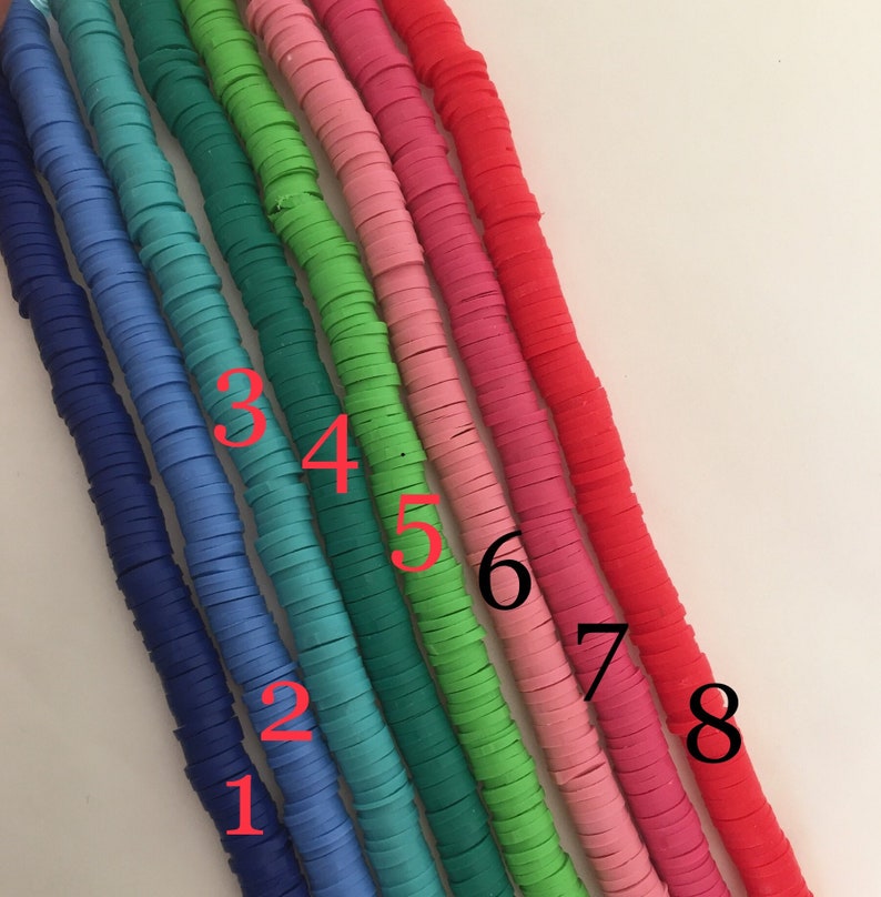 Katsuki shell necklace infill beads surfer necklace Heishi pearls 6x1mm flat round heishi 100 beads polymer washers