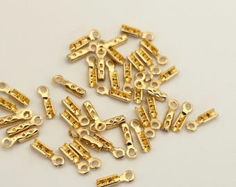 Juego de 2 extremos de cadena muy finos - MIYUKI, agujero de 0,5 mm, baño de oro