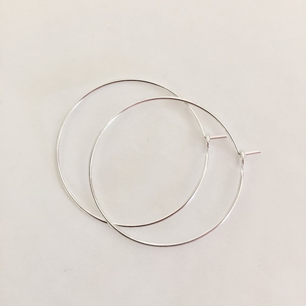 1 PAIR HOOP HOOPS 40mm Silver