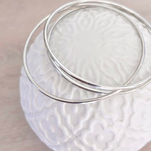 2mm Smooth Bangle 60mm /65mm Solid 925 Silver, Rigid Silver Circle Bracelet, Thick Wire Weekly Cuff
