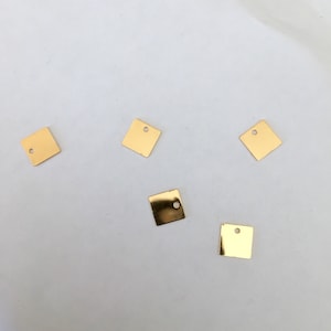 1 Square 1 hole 8 mm gold-plated connector gilded with fine 22 carat gold, 22 K gold-plated charms