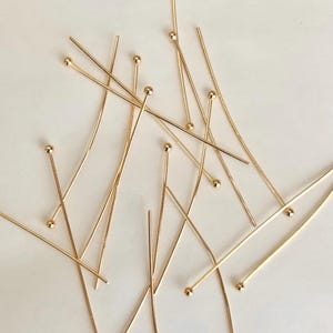 5 Ball head nails 40mm fine gold brass 24K, 5 pearl rods, gold ball rod, gold ball rod,