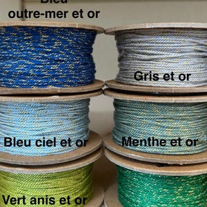 2 meters of 1mm colored cotton cord and metallic gold thread, 1mm cotton thread macrame bracelet, beads, diy,