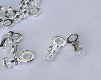 Ends x4 to crush in solid 925 silver, 3-claw end 0.8/1mm, 925 hallmark, Fine end - MIYUKI, cords, chains