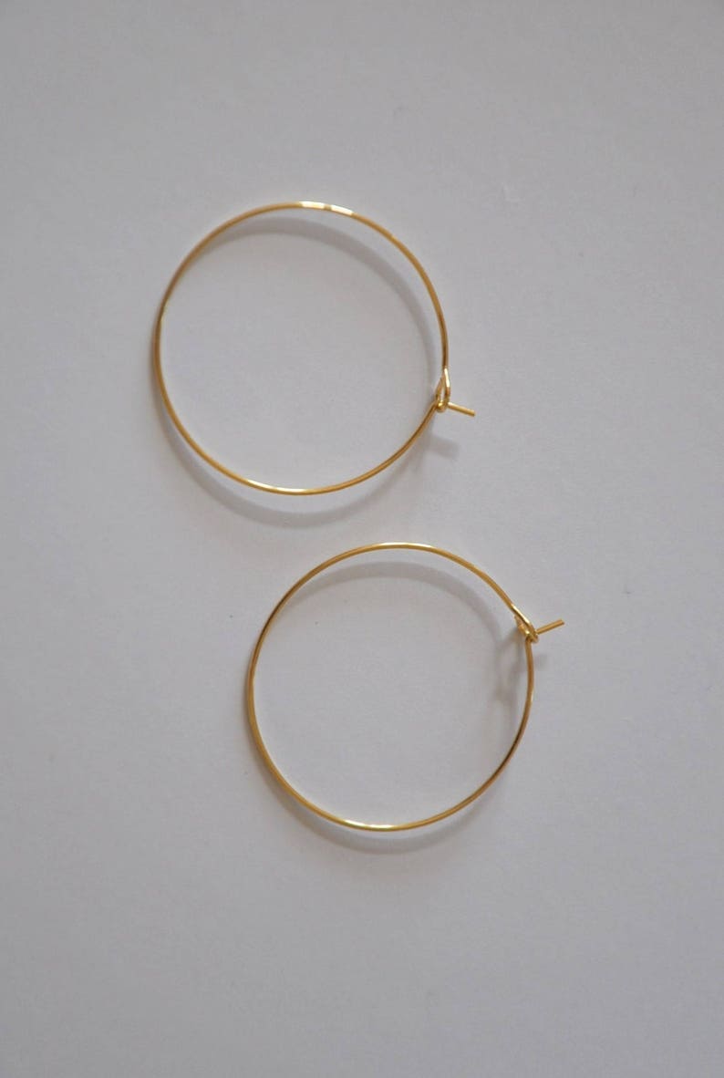 1 PAIR BO CREOLES 20 mm Gold Plated 0.5 microns image 2