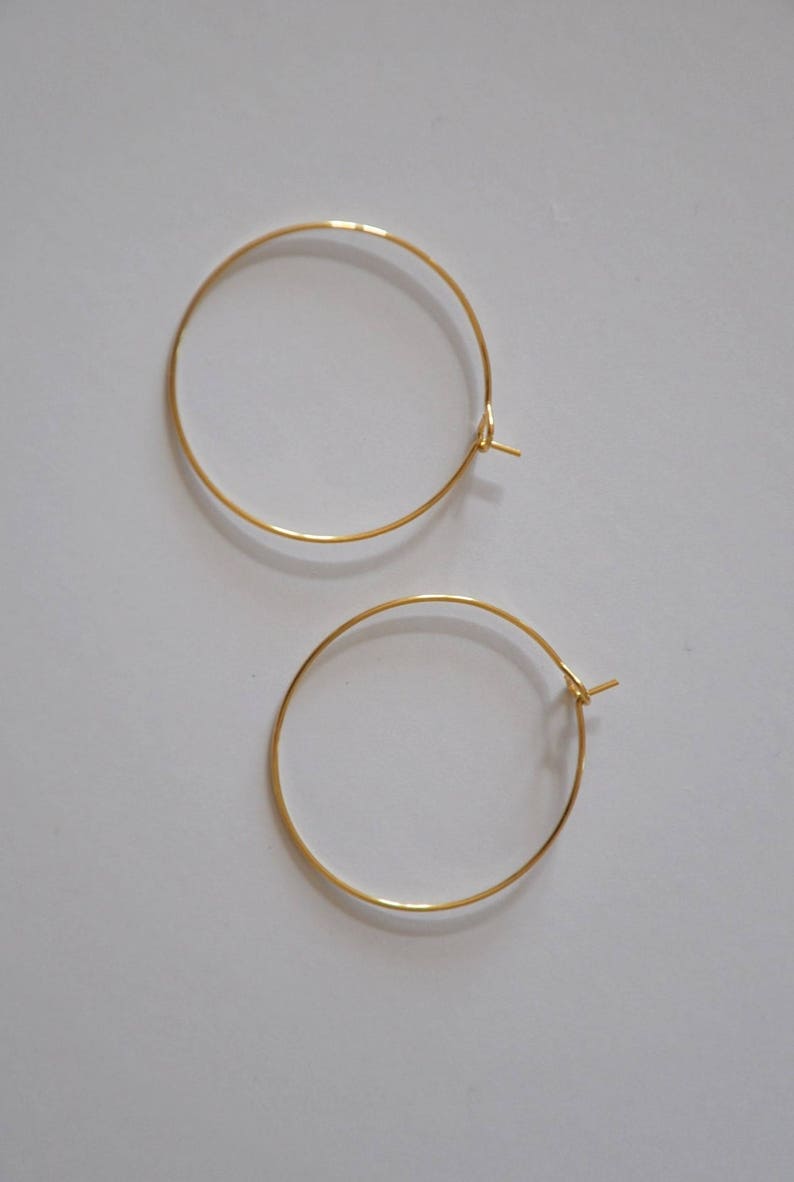 GOLD PLATED HOOP HOOPS 30 mm 0.5 microns image 1