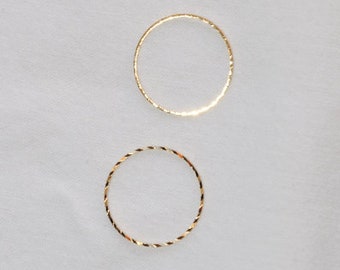 RING D30 mm gold plated Chiseled CIRCLE Round Disc 18K Gold Plated