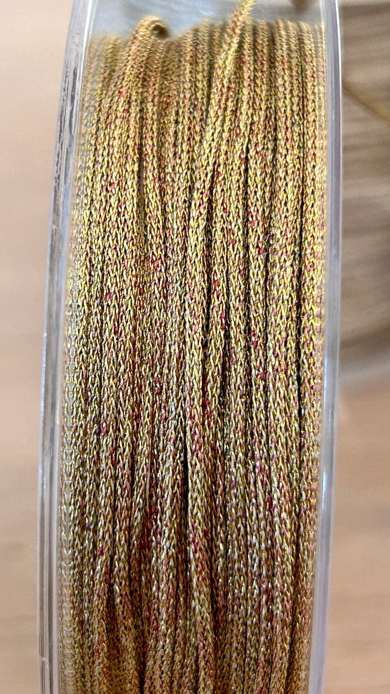 2 mètres cordon 1mm polyester métallisé, fil polyester 1 mm bracelet Doré multi métallisé