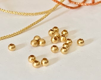Lote de cuentas redondas lisas, chapadas en oro de 2 mm, 100% francesas.