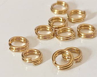 x5 anneaux jonction Double 4mm*0,6mm, brisé 4 mm x 0,6mm en plaqué or 3 microns, anneaux de jonction, anneau brisé, anneaux ouverts