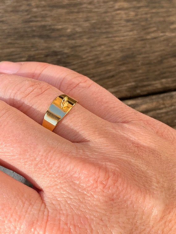 Bague Orientale Ajustable En Plaqué Or 24K - Style Ethnique - Neuf Avec étiquettes