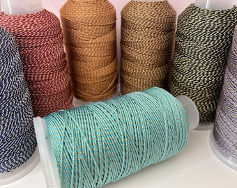 4 meters of 1mm metallic nylon/polyester cord, 1mm gold metallic nylon/polyester thread for bracelets, macrame, and knots