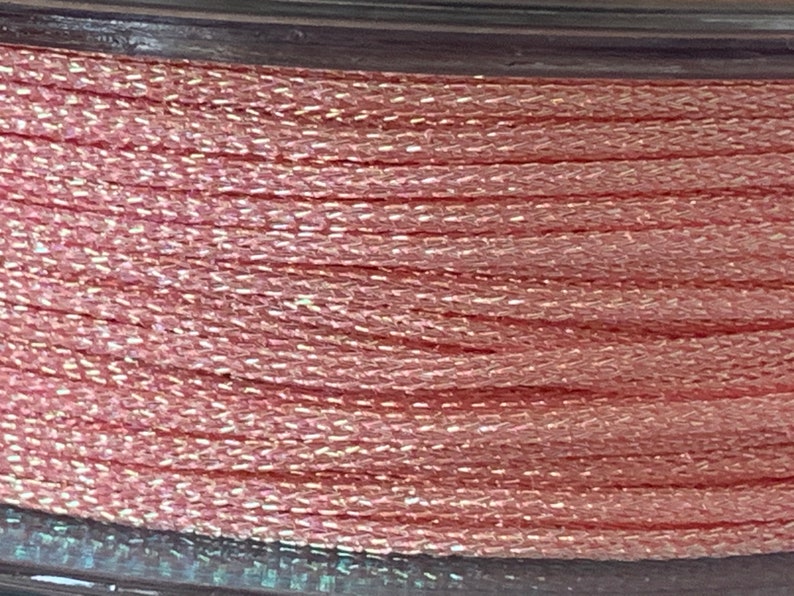 2 mètres cordon 1mm polyester métallisé, fil polyester 1 mm bracelet Rose Irisé