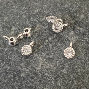 Micro solitaire 3mm rhinestone disc, gold plated zirconium, gold micro pendant
