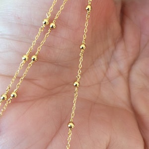 50 cm Rosary Ball Chain 2 mm cable mesh 1 mm gold plated, piece of chain for making necklace, elegant and fine without clasp