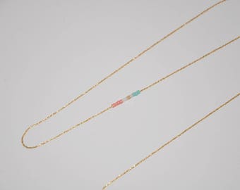 24K Chaîne forçat 0,5mm très fine - morceau chaîne 50cm pour perles miyuki ou perles fines taillées, câble aplati plaqué or
