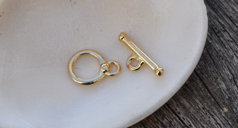 Clasp T, clasp T 11 mm gold plated 22 K plating 3 microns, Clasp toggle image 1
