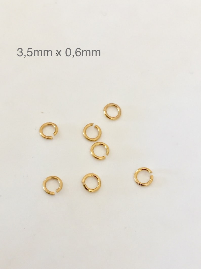 Runde gebrochene Ringe, 3,5 mm, Mini-offene Ringe, 24 Karat vergoldet, Verbindungsringe, offener Ring Bild 2